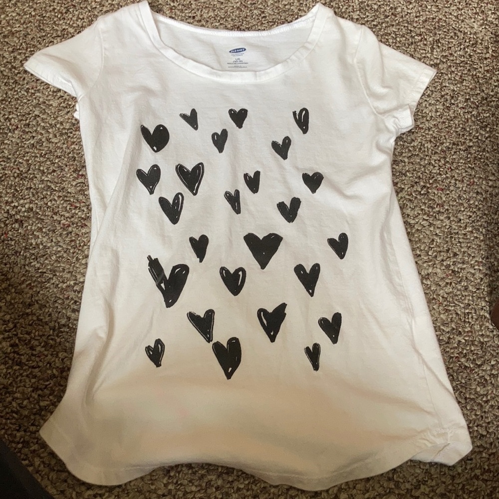 Girls T-Shirt with Black Hearts from Old Navy